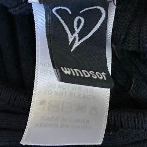 Windsor Black Ribbed Knit Sleeveless V-Neck Stretch Midi Bodycon Tank Dress Sz S - Picture 3 of 4